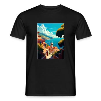 Samos Griechenland Dekoration Vintage Reiseposter WPA - Männer T-Shirt - Schwarz - Vorne - AI Model Male 178 light (178cm)