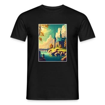 Stockholm Suède suédois Vintage voyage affiche WPA - T-shirt homme - noir - Devant - AI Model Male 178 light (178cm)