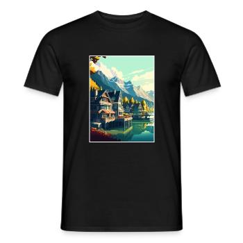 Interlaken Schweiz Vintage Reiseposter WPA - Männer T-Shirt - Schwarz - Vorne - AI Model Male 178 light (178cm)