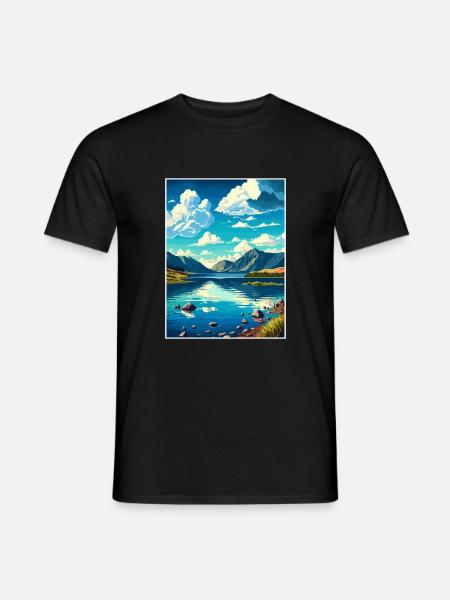 Lac Léman Suisse Vintage voyage affiche WPA - T-shirt homme - noir