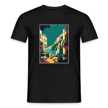 Capri Italy Coastal Vintage Travel Poster Souvenir - Men's T-Shirt - black - Front - AI Model Male 178 light (178cm)
