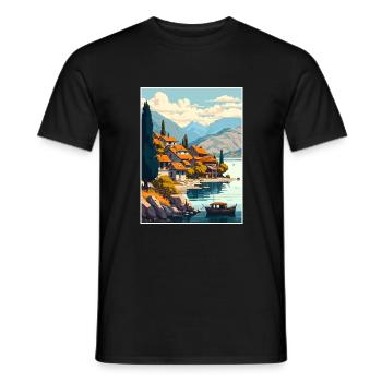 Lake Ohrid North Macedonia Albania Room Souvenir - Men's T-Shirt - black - Front - AI Model Male 178 light (178cm)