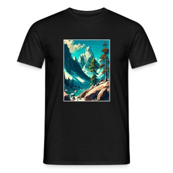 Triglav Slovenia Vintage Travel Poster Souvenir - Men's T-Shirt - black - Front - AI Model Male 178 light (178cm)