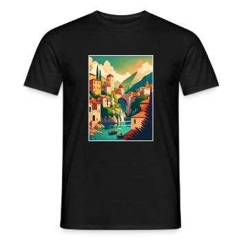 Mostar, Bosnie-Herzégovine, Pont de Stari Most Koski - T-shirt homme - noir - Devant - AI Model Male 178 light (178cm)