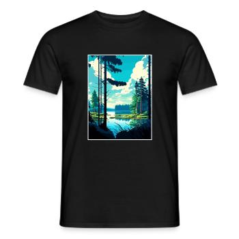 Bialowieża Pologne Affiche de voyage vintage souvenir - T-shirt homme - noir - Devant - AI Model Male 178 light (178cm)