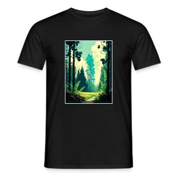 Forêt de Bialowieża Pologne Affiche de voyage vintage WPA - T-shirt homme - noir - Devant - AI Model Male 178 light (178cm)
