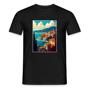 Kavala Grèce Décoration Vintage Voyage Affiche WPA - T-shirt homme - noir - Devant - AI Model Male 178 light (178cm)