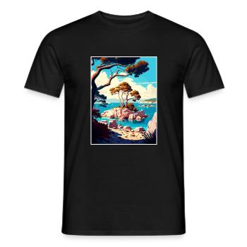 Brijuni National Park Croatia Travel Poster - Men's T-Shirt - black - Front - AI Model Male 178 light (178cm)