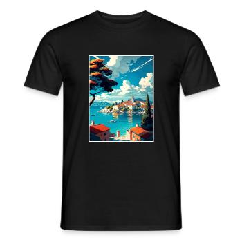Dalmacija Hrvatska Croatia Coastal Travel Poster - Men's T-Shirt - black - Front - AI Model Male 178 light (178cm)