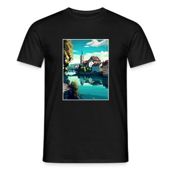 Schaffhausen Switzerland Vintage Travel Poster WPA - Men's T-Shirt - black - Front - AI Model Male 178 light (178cm)