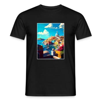 Procida Italie Décoration Vintage Voyage Affiche WPA - T-shirt homme - noir - Devant - AI Model Male 178 light (178cm)