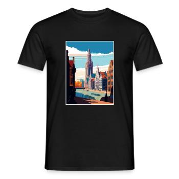 Antwerp Belgium Vintage Travel Poster WPA Souvenir - Men's T-Shirt - black - Front - AI Model Male 178 light (178cm)