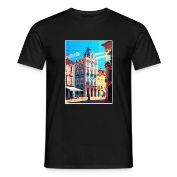 Caldas Da Rainha Portugal Vintage Travel Poster - Men's T-Shirt - black - Front - AI Model Male 178 light (178cm)