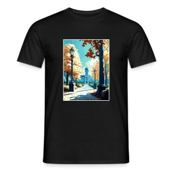 Brussels Park Belgium Vintage Travel Poster WPA - Men's T-Shirt - black - Front - AI Model Male 178 light (178cm)