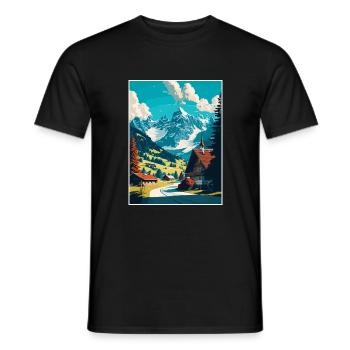 Gstaad Suisse Vintage Voyage Poster Souvenir - T-shirt homme - noir - Devant - AI Model Male 178 light (178cm)