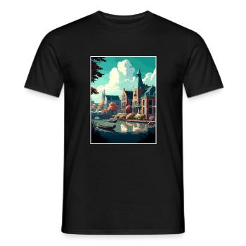 Zwolle Niederlande Vintage Reiseposter Souvenir - Männer T-Shirt - Schwarz - Vorne - AI Model Male 178 light (178cm)
