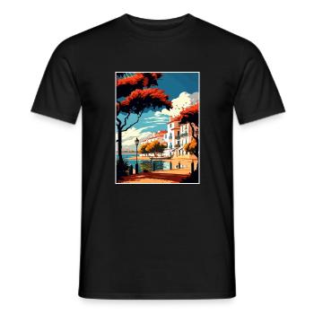 Tavira Portugal Vintage Reiseposter WPA Souvenir - Männer T-Shirt - Schwarz - Vorne - AI Model Male 178 light (178cm)