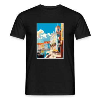 Aveiro Portugal Vintage voyage affiche WPA Souvenir - T-shirt homme - noir - Devant - AI Model Male 178 light (178cm)