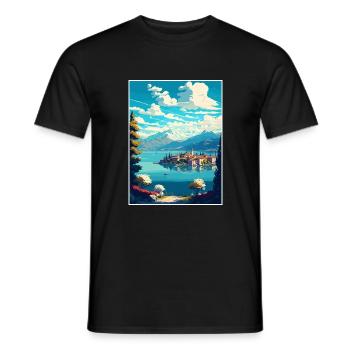 Lac Majeur Suisse Vintage Travel Poster - T-shirt homme - noir - Devant - AI Model Male 178 light (178cm)