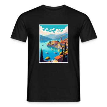 Lago Maggiore Schweiz Vintage Reiseposter - Männer T-Shirt - Schwarz - Vorne - AI Model Male 178 light (178cm)