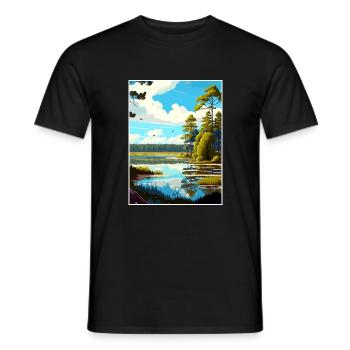 Hoge Kempen Belgium Vintage Travel Poster Souvenir - Men's T-Shirt - black - Front - AI Model Male 178 light (178cm)
