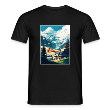 Zell Am Ziller Austria Vintage Travel Poster WPA - Men's T-Shirt - black - Front - AI Model Male 178 light (178cm)