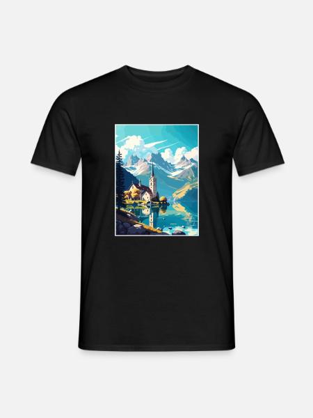 St Wolfgang Østerrike Vintage reiseplakat suvenir - T-skjorte herre - svart