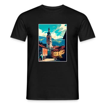 Feldkirch Österreich Vintage Reiseposter Souvenir - Männer T-Shirt - Schwarz - Vorne - AI Model Male 178 light (178cm)