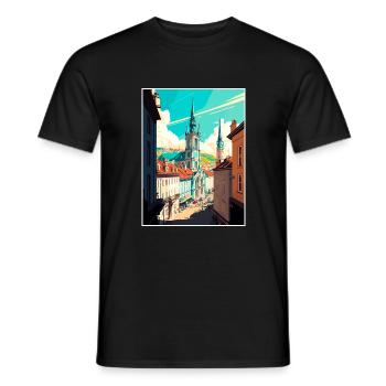 Linz Austria Vintage Travel Poster WPA Souvenir - Men's T-Shirt - black - Front - AI Model Male 178 light (178cm)