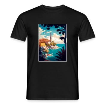 Rovinj Kroatien Vintage Reiseposter WPA Souvenir - Männer T-Shirt - Schwarz - Vorne - AI Model Male 178 light (178cm)