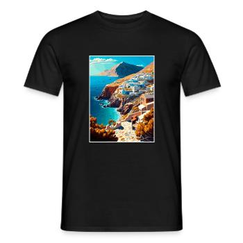 Folegandros Griechenland Dekoration Reiseposter - Männer T-Shirt - Schwarz - Vorne - AI Model Male 178 light (178cm)