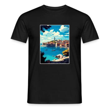 Primosten Croatia Vintage Travel Poster Souvenir - Men's T-Shirt - black - Front - AI Model Male 178 light (178cm)