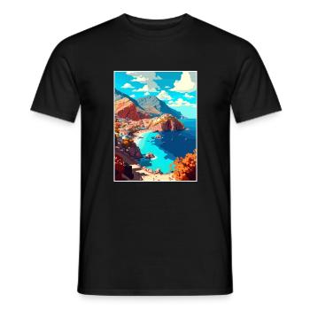 Karpathos Greece Decoration Vintage Travel Poster - Men's T-Shirt - black - Front - AI Model Male 178 light (178cm)