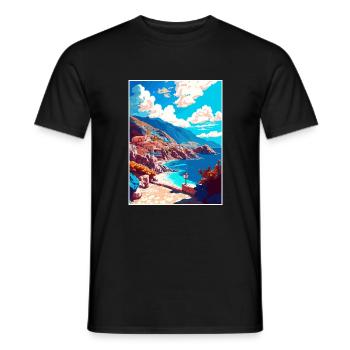 Karpathos Greece Decoration Vintage Travel Poster - Men's T-Shirt - black - Front - AI Model Male 178 light (178cm)
