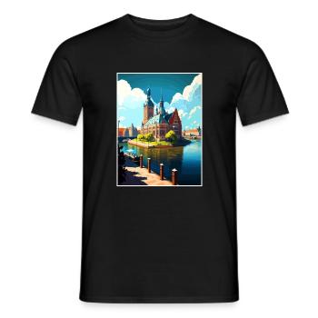 Stettin Polen Vintage Reiseposter WPA Souvenir - Männer T-Shirt - Schwarz - Vorne - AI Model Male 178 light (178cm)