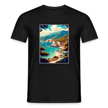 Lefkada Griechenland Dekoration Vintage Reise Poster - Männer T-Shirt - Schwarz - Vorne - AI Model Male 178 light (178cm)