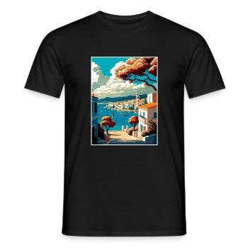 Spetses Griechenland Dekoration Vintage Reise Poster - Männer T-Shirt - Schwarz - Vorne - AI Model Male 178 light (178cm)