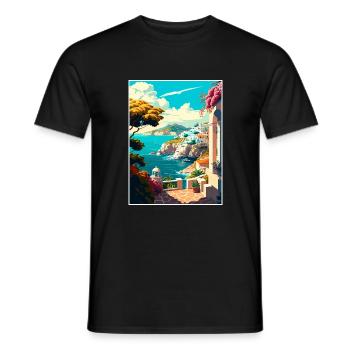 Milos Griechenland Dekoration Vintage Reise Poster WPA - Männer T-Shirt - Schwarz - Vorne - AI Model Male 178 light (178cm)