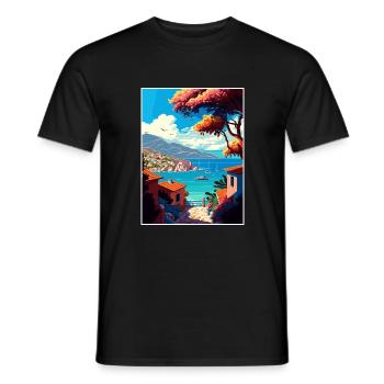 Lefkada Griechenland Dekoration Vintage Reise Poster - Männer T-Shirt - Schwarz - Vorne - AI Model Male 178 light (178cm)