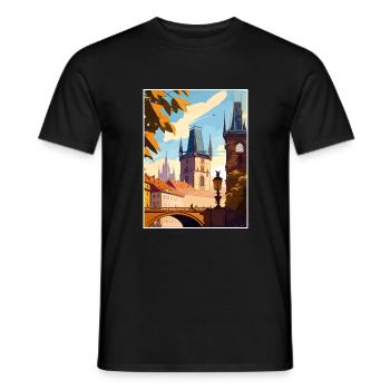 Prague Czech Republic Vintage Travel Poster WPA - Men's T-Shirt - black - Front - AI Model Male 178 light (178cm)