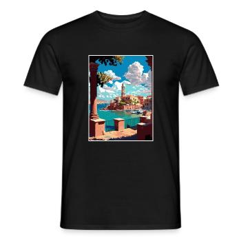 Chania Griechenland Dekoration Vintage Reiseposter WPA - Männer T-Shirt - Schwarz - Vorne - AI Model Male 178 light (178cm)