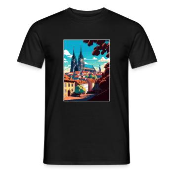 Brno République tchèque Vintage voyage affiche Souvenir - T-shirt homme - noir - Devant - AI Model Male 178 light (178cm)