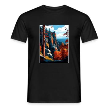 Böhmische Schweiz Tschechien Reiseposter - Männer T-Shirt - Schwarz - Vorne - AI Model Male 178 light (178cm)