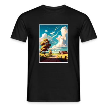 Skane Suède Affiche de voyage vintage WPA Souvenir - T-shirt homme - noir - Devant - AI Model Male 178 light (178cm)