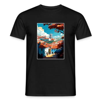 Tomar Portugal Vintage voyage affiche WPA Souvenir - T-shirt homme - noir - Devant - AI Model Male 178 light (178cm)