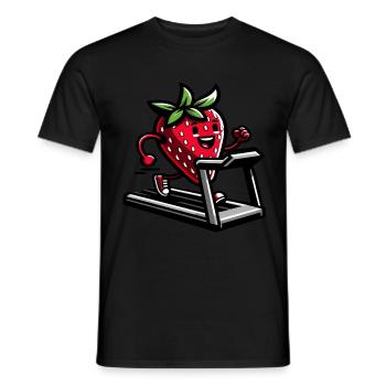 Eine Erdbeere auf einem Laufband - Männer T-Shirt - Schwarz - Vorne - AI Model Male 178 light (178cm)