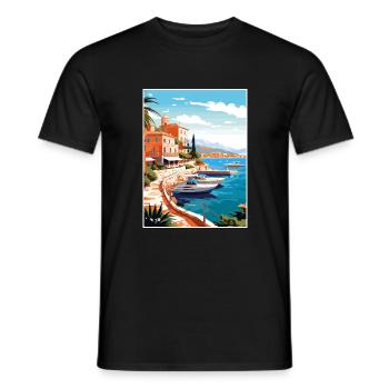 Côte D Azur France Vintage voyage affiche Souvenir - T-shirt homme - noir - Devant - AI Model Male 178 light (178cm)