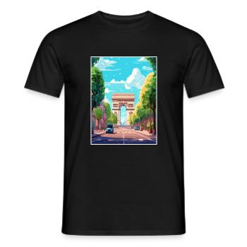 Arc De Triomphe France Paris Vintage Affiche De Voyage - T-shirt homme - noir - Devant - AI Model Male 178 light (178cm)
