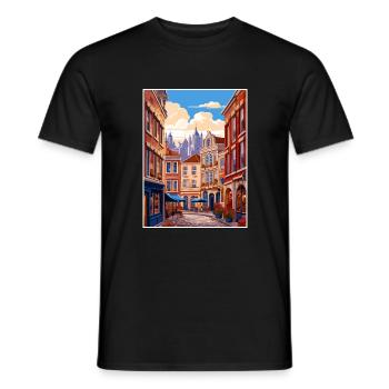 Brussels Belgium Vintage Travel Poster Souvenir - Men's T-Shirt - black - Front - AI Model Male 178 light (178cm)