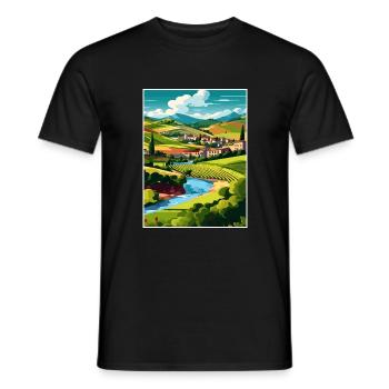 Vallée du Douro Portugal Vintage Travel Poster WPA - T-shirt homme - noir - Devant - AI Model Male 178 light (178cm)